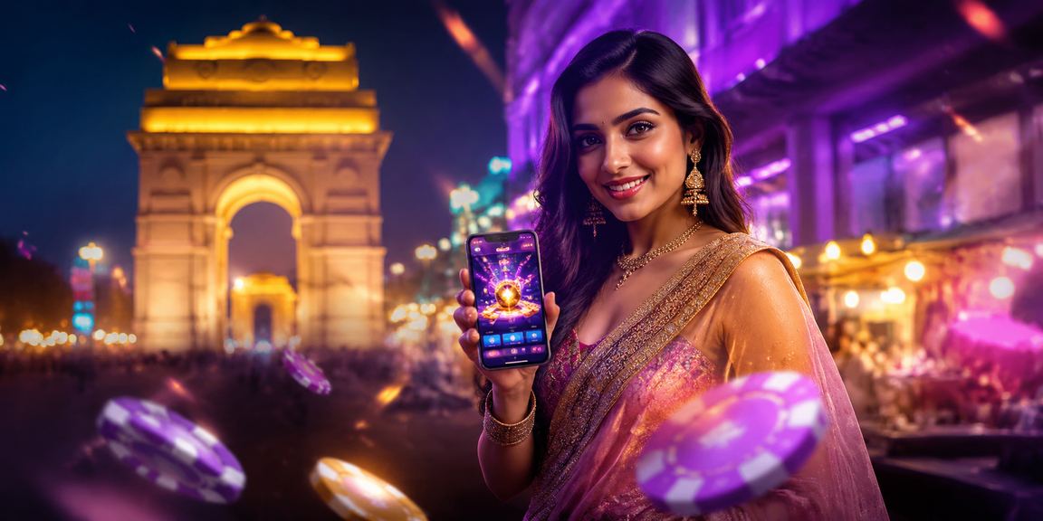 Delhi India Gate casino night with mobile gaming