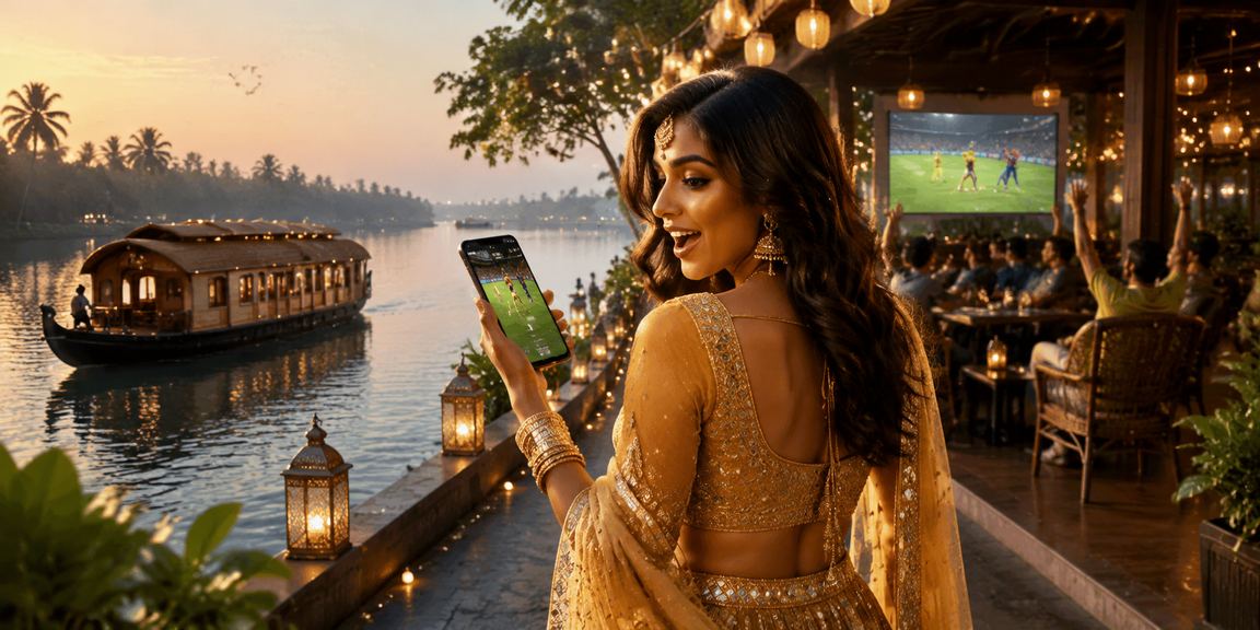 Kerala backwaters with mobile Aviator gaming and cricket bets